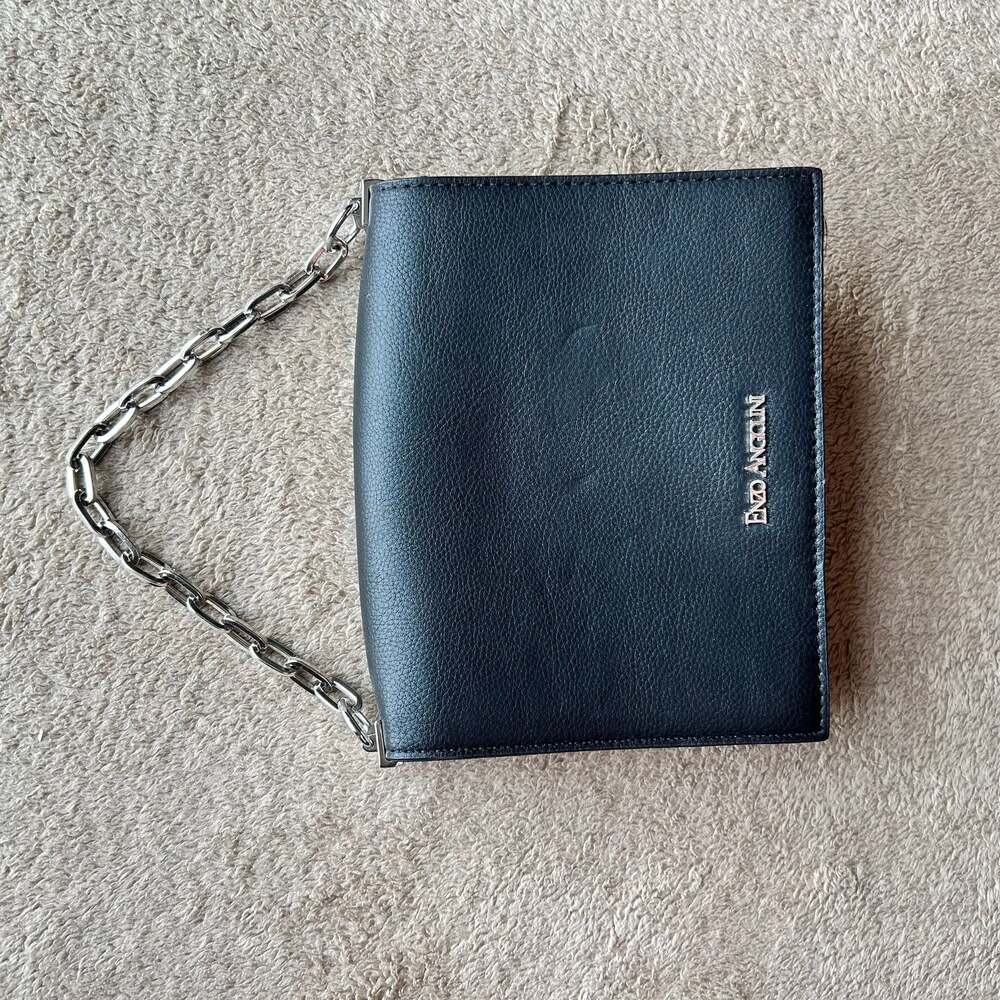 Enzo Angiolini Clutch Wristlet purse black chain